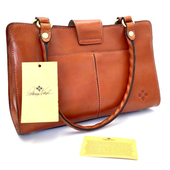 Patricia Nash Rosina Burnished Cutout Tooled Leather Satchel Brown Tan NWT $229 - Picture 2 of 8